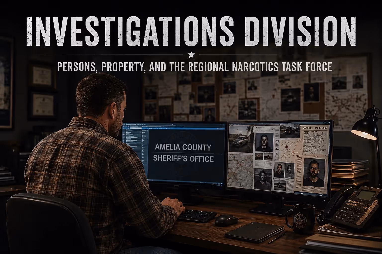 Investigations Division — Persons, property, and the regional narcotics task force.