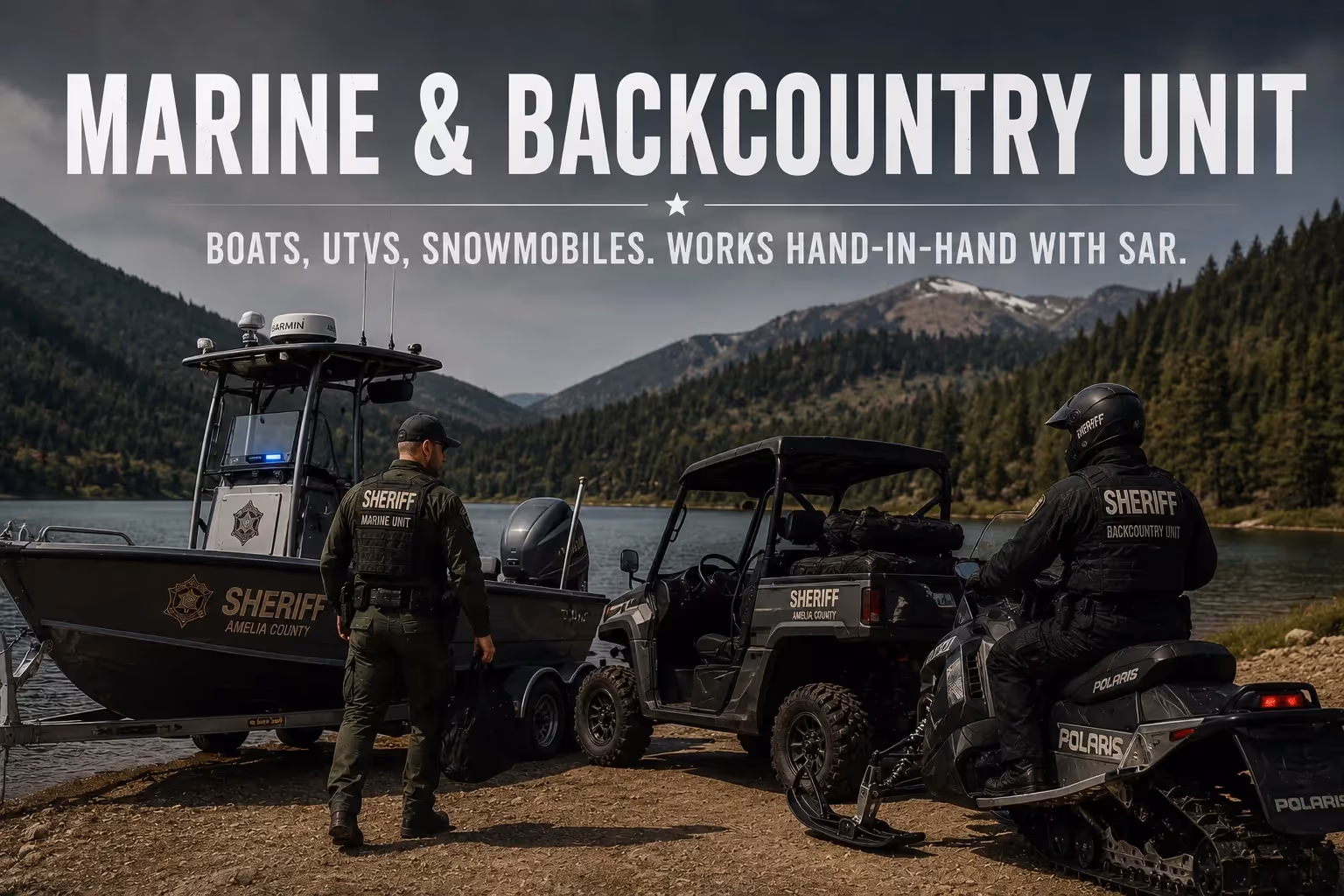 Marine & Backcountry Unit — Boats, UTVs, snowmobiles. Works hand-in-hand with SAR.