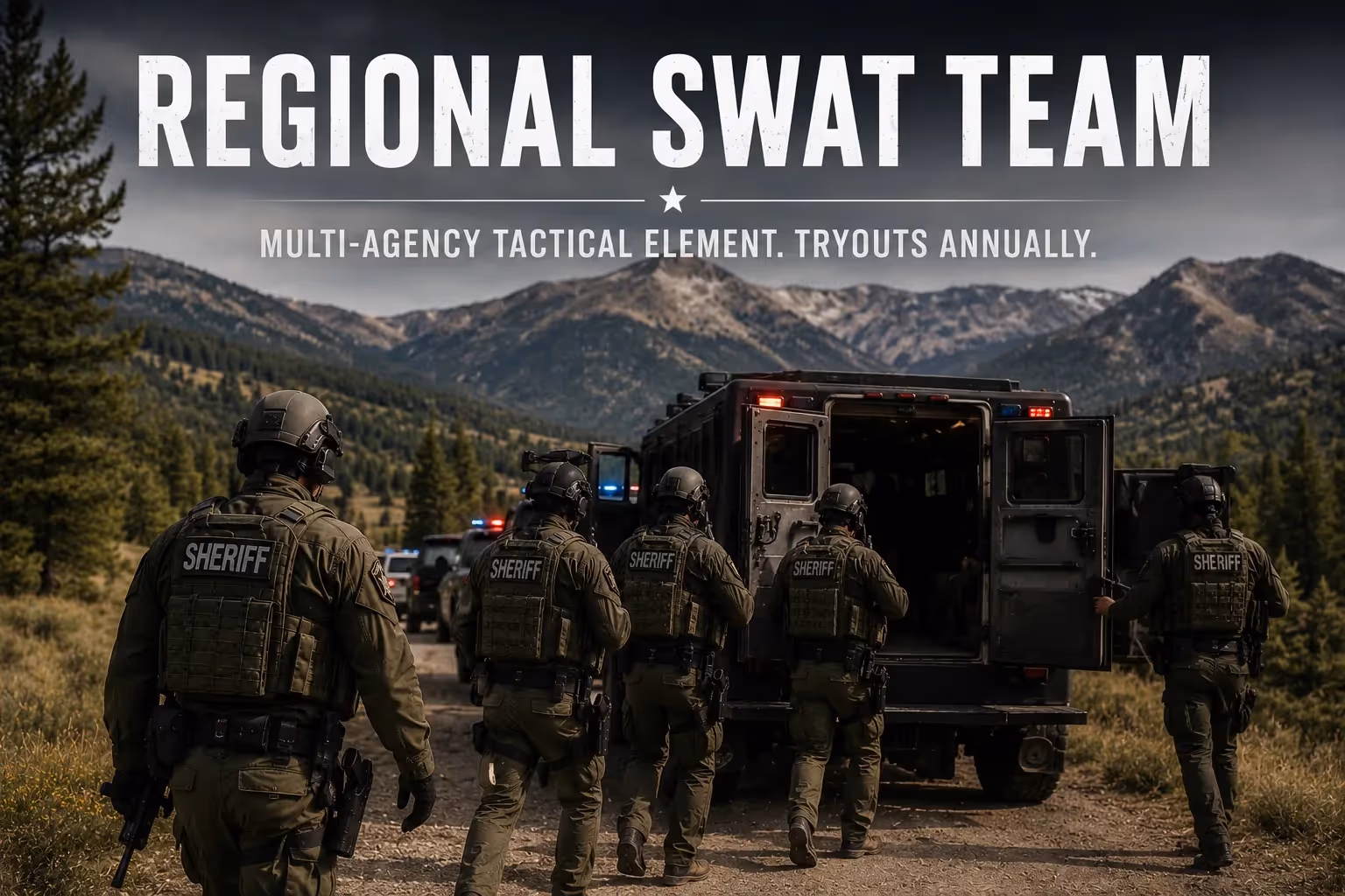 Regional SWAT Team — Multi-agency tactical element. Tryouts annually.